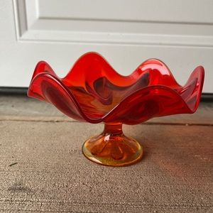 Vintage Viking 6 Petal Persimmon Compote Bowl